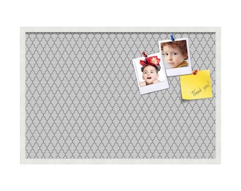 Grey Pin Board: Quarterfoil Beige Cork Board with White Frame
