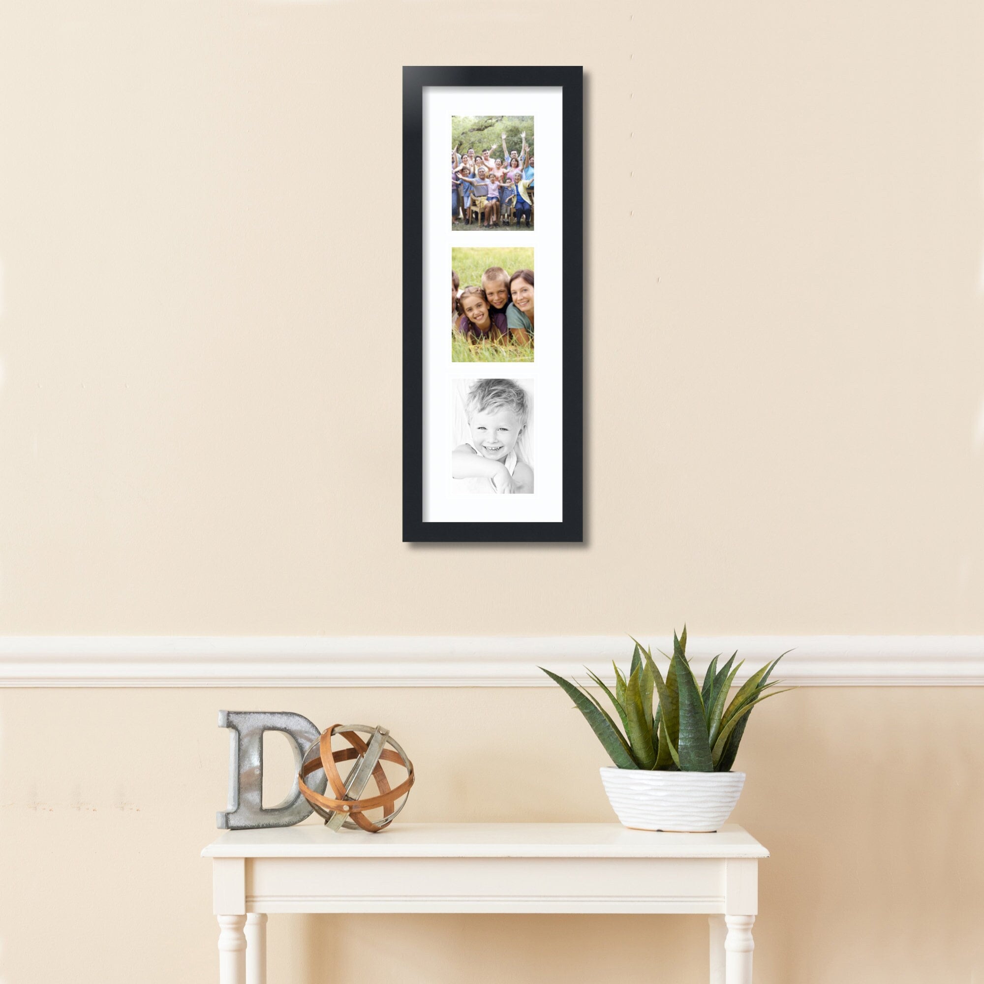 ArtToFrames Collage Picture Frame – 4 Openings For 5x7 Photos, Satin Black, 27x11 Inches