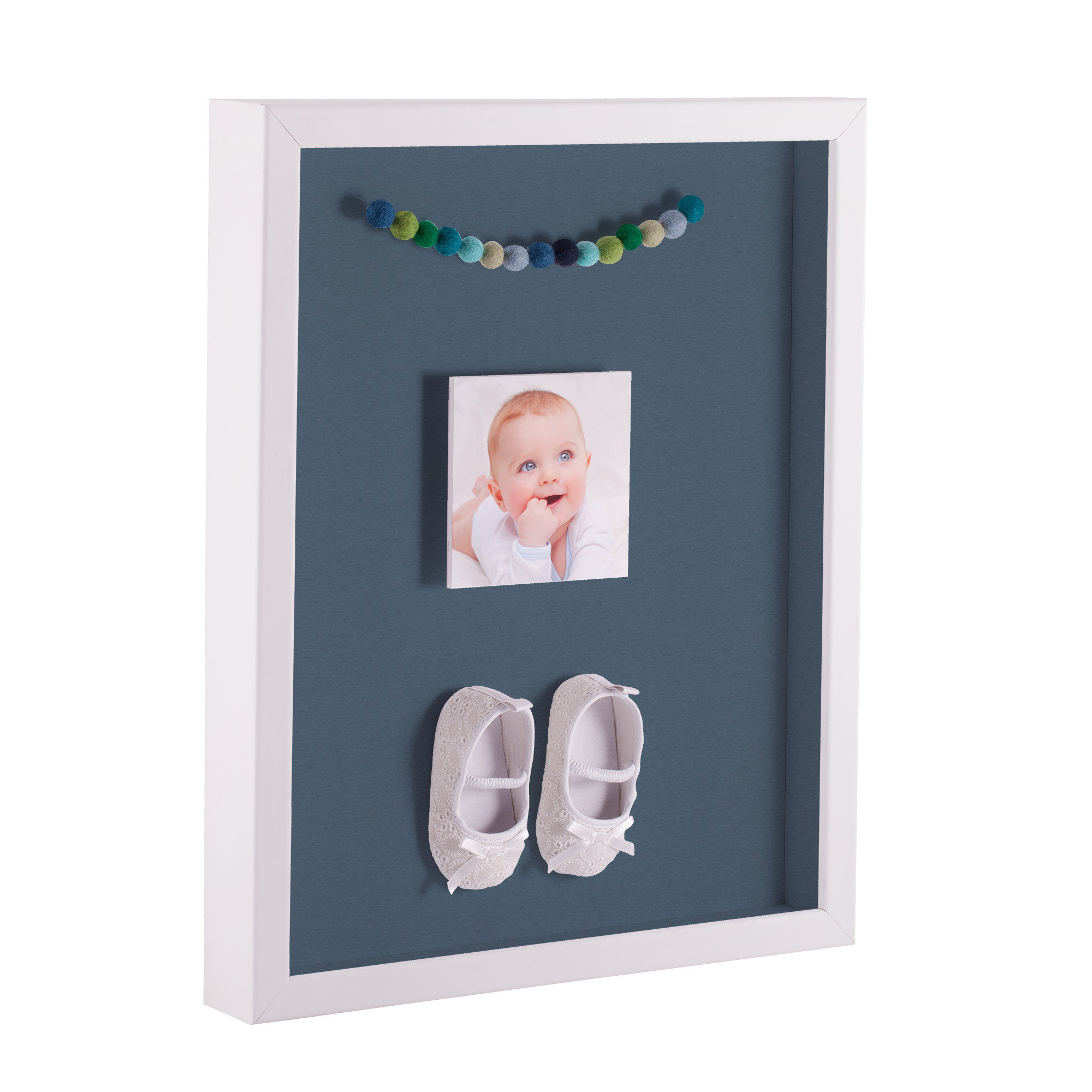 ArtToFrames Shadow Box Picture Frame, with a Satin White 1 Inch Wide Shadowbox frame and Dutch Blue Backing