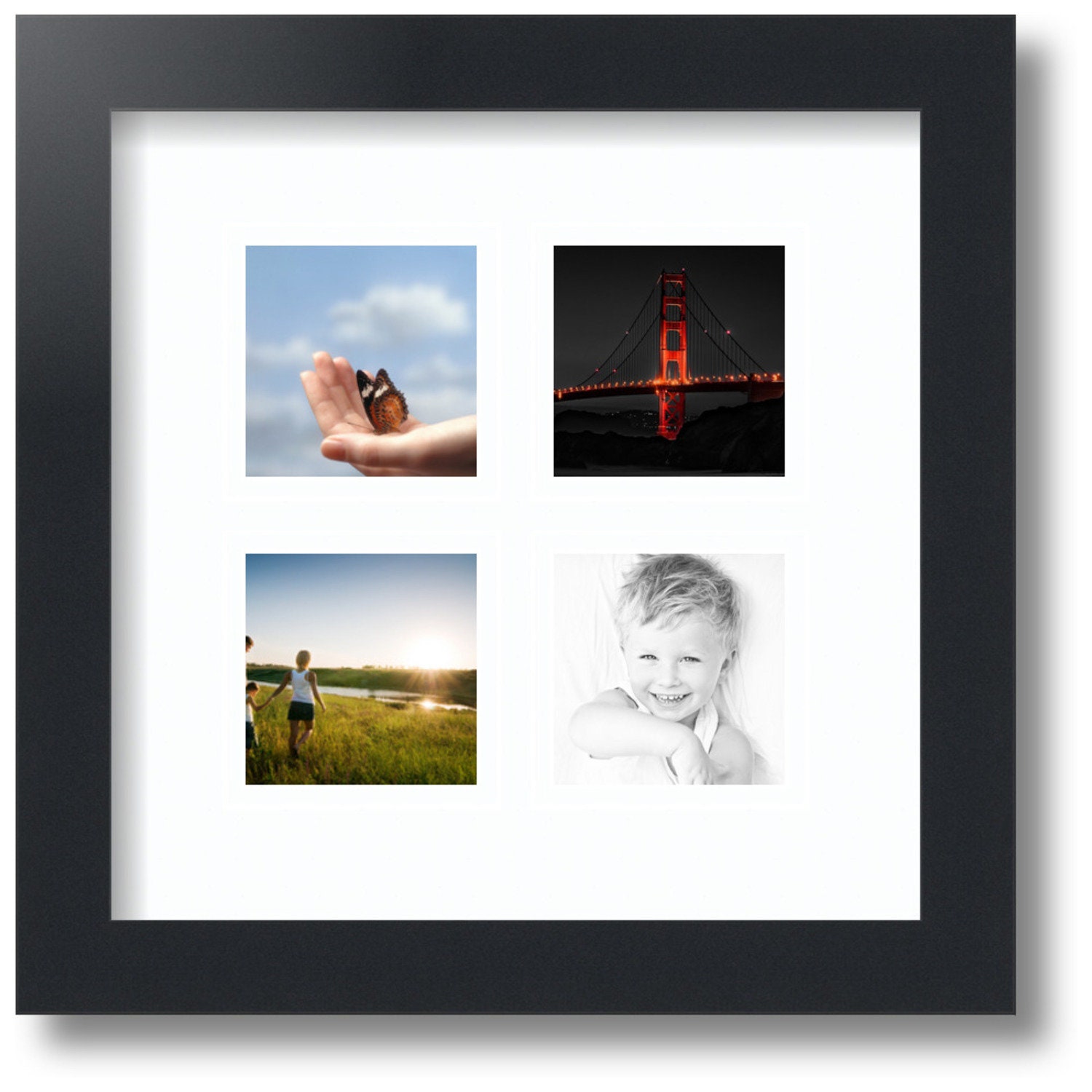 Gracie Oaks 6-Opening 19 X 14.5 Two-Toned Picture Frame Wall Collage,  Displays Two 4X4, Three 4X6 And One 5X7