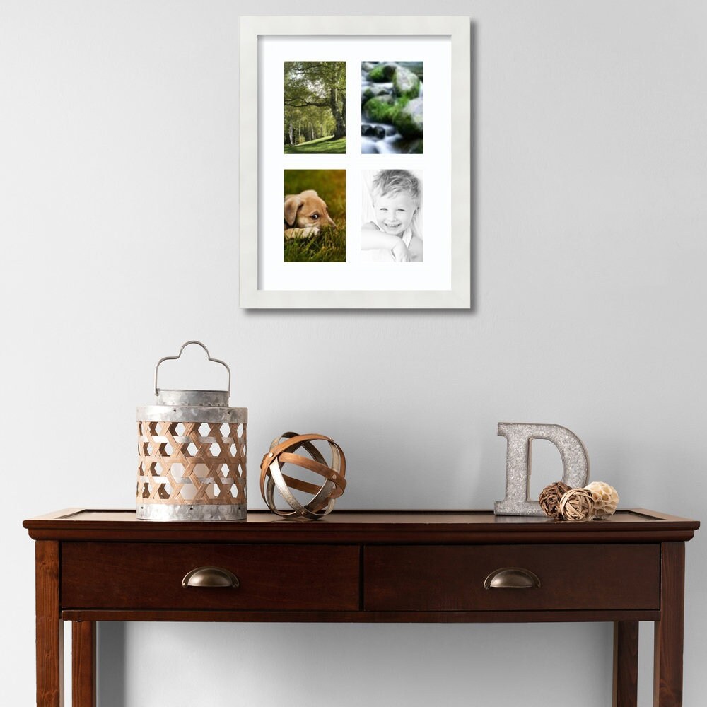 4 8x10 Opening Frame, Contemporary Frame, Four Picture Frame, Modern Collage Frame, White Poster Frame, Bday Gift,Plexi Glass Frame 550-3966
