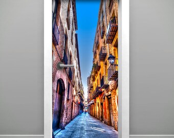 DoorPix Twilight in Paris 3D Door Mural Wrap, Glossy Bubble Free Sticker - Peel and Stick - Easy-to-Clean, Durable