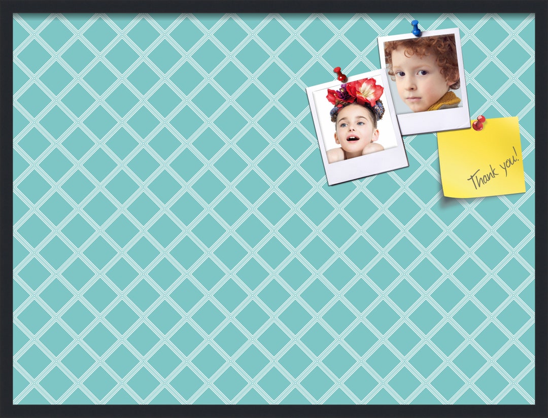 Teal Bulletin Board Modern Cork Board Framed Pin Board Etsy