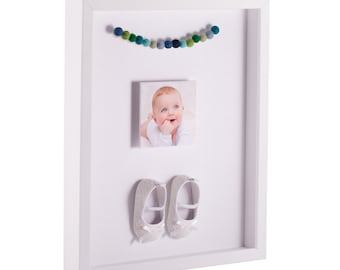 White shadow box, perfect wall mounted shadowbox for baby keepsakes