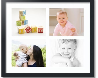 8x10 Collage Picture Frame, 4-Opening Wall Frame for Family Photos, Black Multi-Photo Display