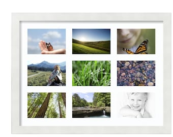 ArtToFrames 9 4x6  Openings, Satin White MDF Picture Frame with White Mat, Comes with Plexi Glass and Wire Pack for Wall Hanging- 75