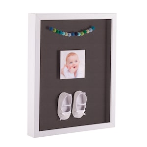 ArtToFrames Shadow Box Picture Frame, with a Satin White 1 Inch Wide Shadowbox frame and Chestnut Backing