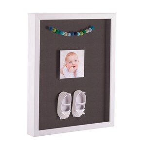 ArtToFrames Shadow Box Picture Frame, with a Satin White 1 Inch Wide Shadowbox frame and Chestnut Backing