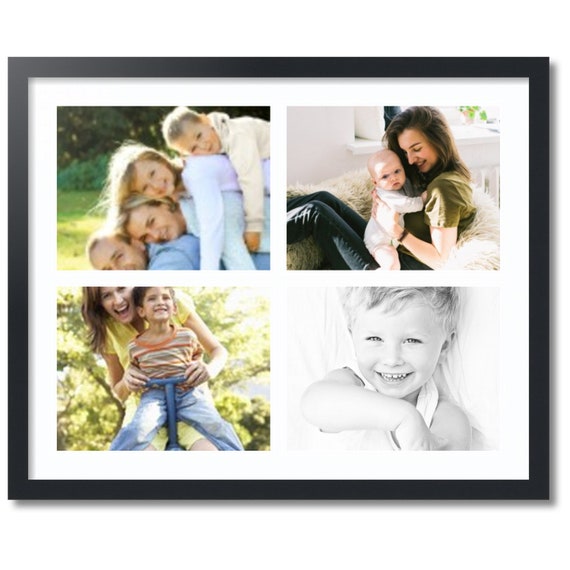 Clamaro 'COLLAGE' Picture Frame 30x44 Handmade | Black Matt | Modern Angular Frame Made From MDF Wood With Acrylic Glass Pane, Back Board And Metal Hanger (horizontal And Vertical