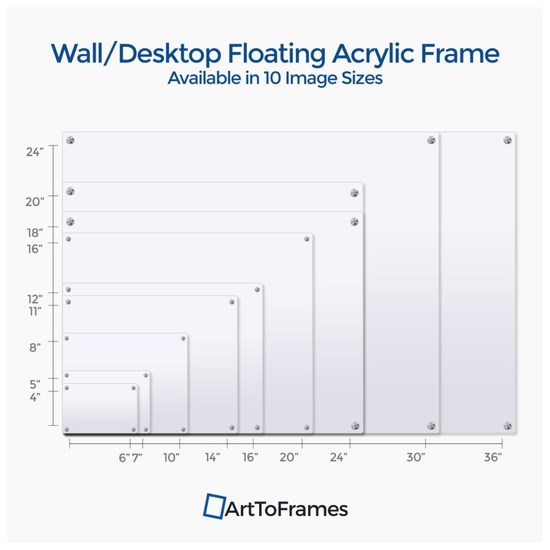 14x14 Acrylic Frame for 10x10 Photo, Floating Picture Frame, Decorative ...