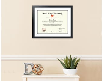 13x17 Diploma Frame - Framed in Various Options with Black and Gold Mats, Foam backing and Easy to Hang Hardware (D-13x17) by ArtToFrames