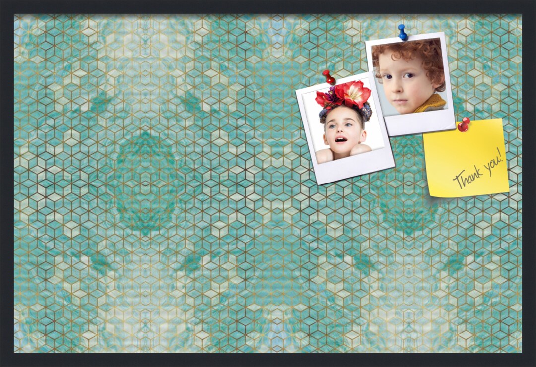 Pin Cork Board, Teal Bulletin Board, Aqua Memo Board, Framed Cork Board