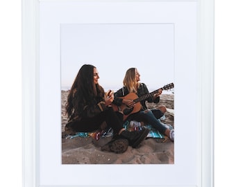 12x12 Matted Picture Frame, White Frame with Mat for Photos & Prints, Modern Poster Display