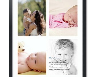 4 Opening Frame, 4 11x14 Openings Frame, Minimalist Wall Decor, Modern Collage Frame, Multi Photo Frame ~ Over 60 Mat Color Options~588-3926