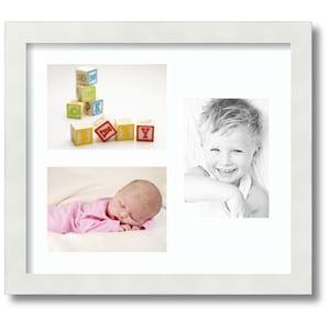 Collage Picture Frame With 3, 5x7 &quot; Openings, White Collage Photo Frame, Multi Picture Frame, Over 60 Mat Colors, Regular Glass (390-3966)