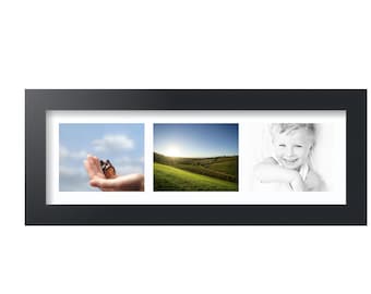 ArtToFrames 9 4x6  Openings, Satin Black MDF Picture Frame with White Mat, Comes with Plexi Glass and Wire Pack for Wall Hanging- 75