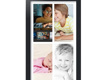 ArtToFrames Collage Picture Frame with 4 - 5x10  inch Openings, Framed in Black, 60+ Mat Color Options, Comes with Plexi Glass (9046-3926)