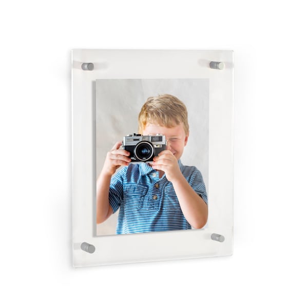 ArtToFrames 20x24 Acrylic Floating Picture Frame for Art or Photos. Finished Size of 24x28. Choice of Black, Chrome, Gold or White Hardware