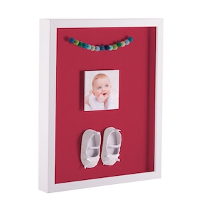 ArtToFrames Shadow Box Picture Frame, with a Satin White 1 Inch Wide Shadowbox frame and Rouge Backing