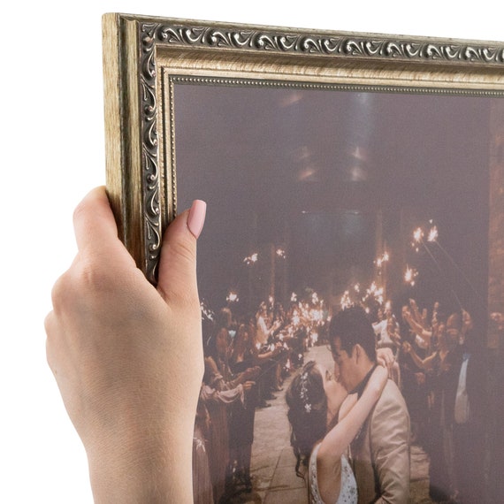 ArtToFrames Custom Picture Frame - 1.25 Inch Silver Black With Beads Wood - Fits 4x4 To 12x36 Photos - Made In USA