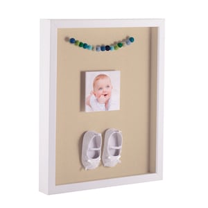 ArtToFrames Shadow Box Picture Frame, with a Satin White 1 Inch Wide Shadowbox frame and Seaside Backing
