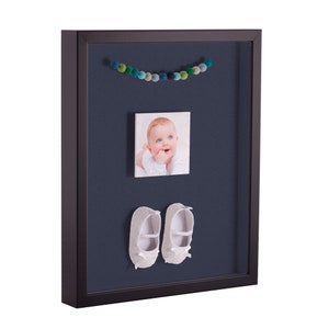 Custom Shadow Box Frame, Shadowbox Picture Frame, Satin Black Frame, Shadowbox Frame, Blue Jay Backing, 20x20 Shadow Box Frame,Birthday Gift