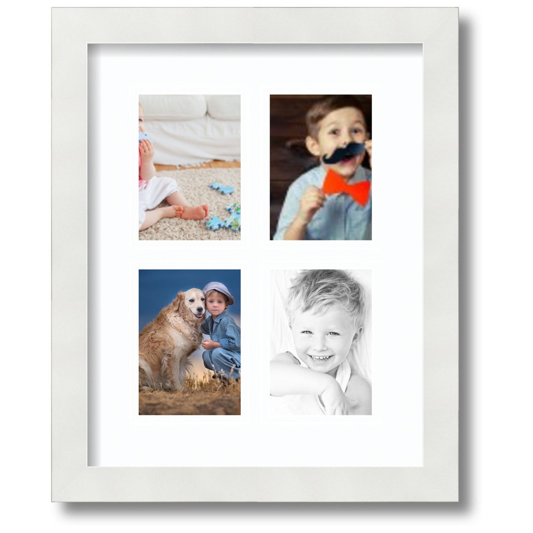 4 3.5x5 Openings Frame, Collage Picture Frame, White Frame With Mat ...