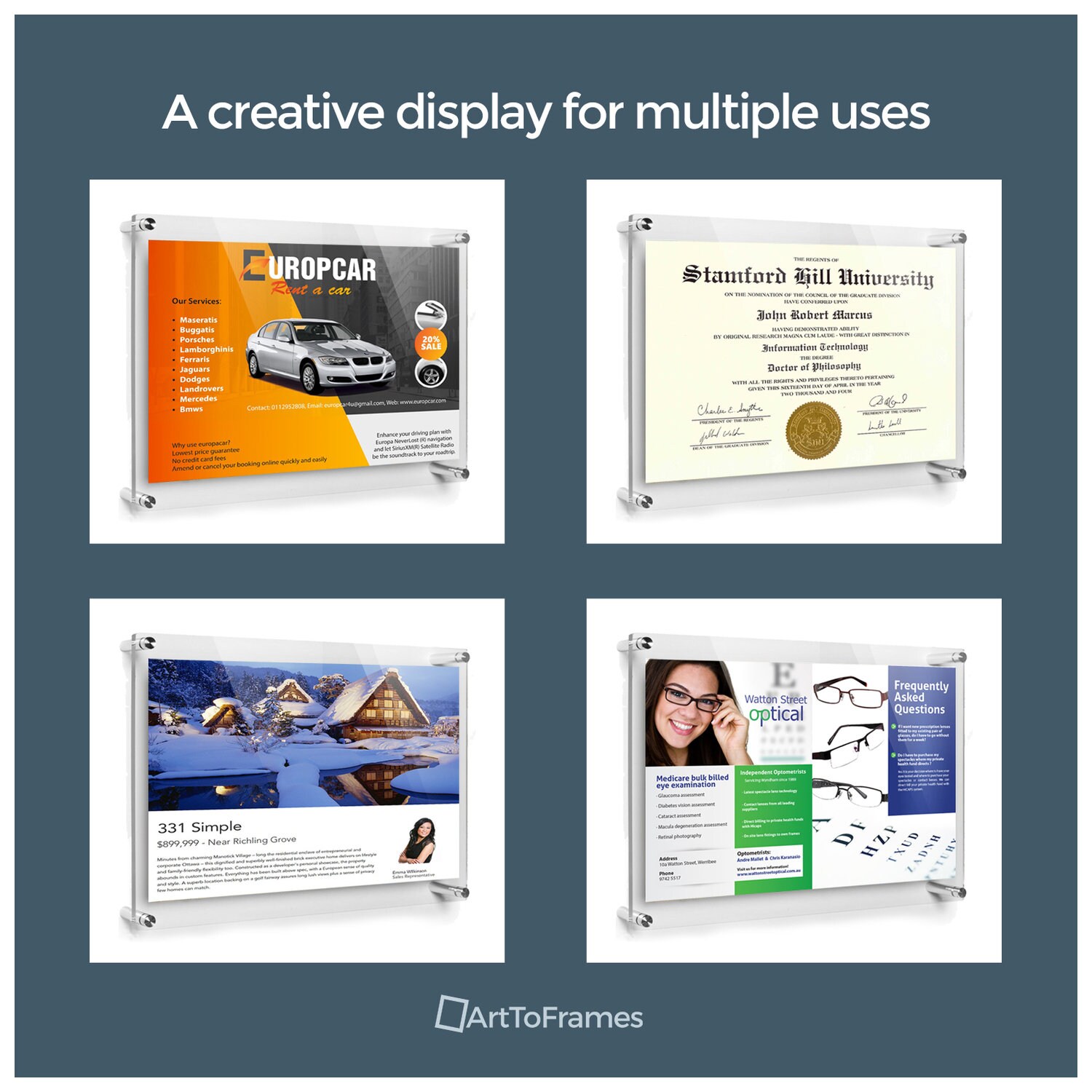 14x14 Acrylic Frame for 10x10 Photo, Floating Picture Frame, Decorative ...