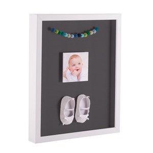 ArtToFrames Shadow Box Picture Frame, with a Satin White 1 Inch Wide Shadowbox frame and Charcoal Backing