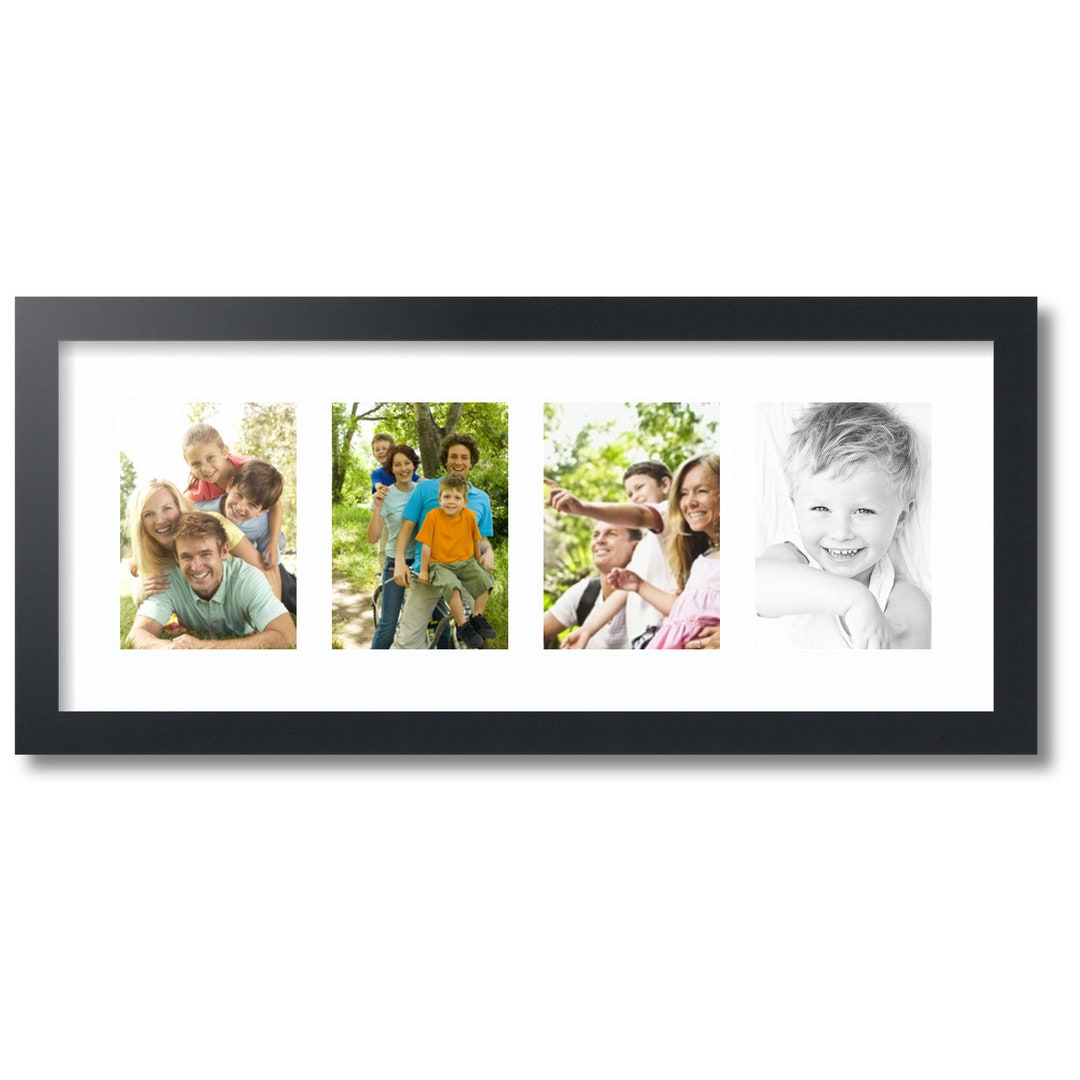 ArtToFrames Cornice Multifoto In Legno Nero Satinato Con 4 Aperture 5x7 E Tappetino Protettivo