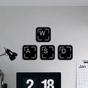Gaming Keyboard Keys Wall Decor: Wooden WASD Gamer Art