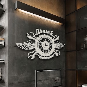Custom Garage Wood Sign: Motorcycle Decor, Personalized Wall Art