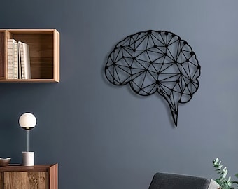 Brain Home Wood Wall Decor, Skull Cells, Living Room Decor, Nursery Wall decor, Science Art, Child Room Wall Hanging, Minimalist Geometric