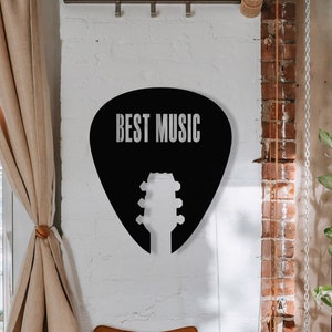 Guitar Pick Wood Wall Art: Music Room Decor