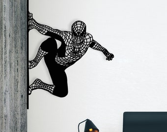 Spiderman Wanddeko, Kinderzimmer Dekoration, Holz Wanddeko, Türdekoration, Ecke Kunst, Spiderman Wandkunst, Superheld, Avengers Kunst, Geometrische Kunst