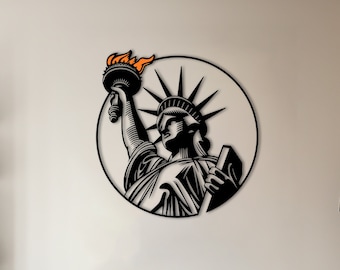 Statue Of Liberty Wall Decor, NYC Wooden Wall Art, New York City Sign, Freedom Sign, Living Room Decor, Minimal Line Art, Housewarming Gift