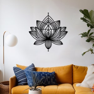 Lotus Flower Wood Wall Art, Flower Of Life, Spiritual Yoga Flowers, Minimal Lotus Wall Art, Boho Ornate Lotus, 3D Mandala, Large Wall Decor
