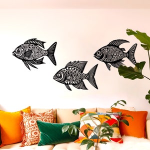 Koi Fish Wood Wall Decor: Rustic Sea Animal Art, Nursery Set