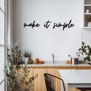 Make It Simple Wandschild, Home-Office-Dekor, Inspirationstext Wandbehang, Minimale benutzerdefinierte Wandschrift, ästhetische Buchstaben, Holzschilder