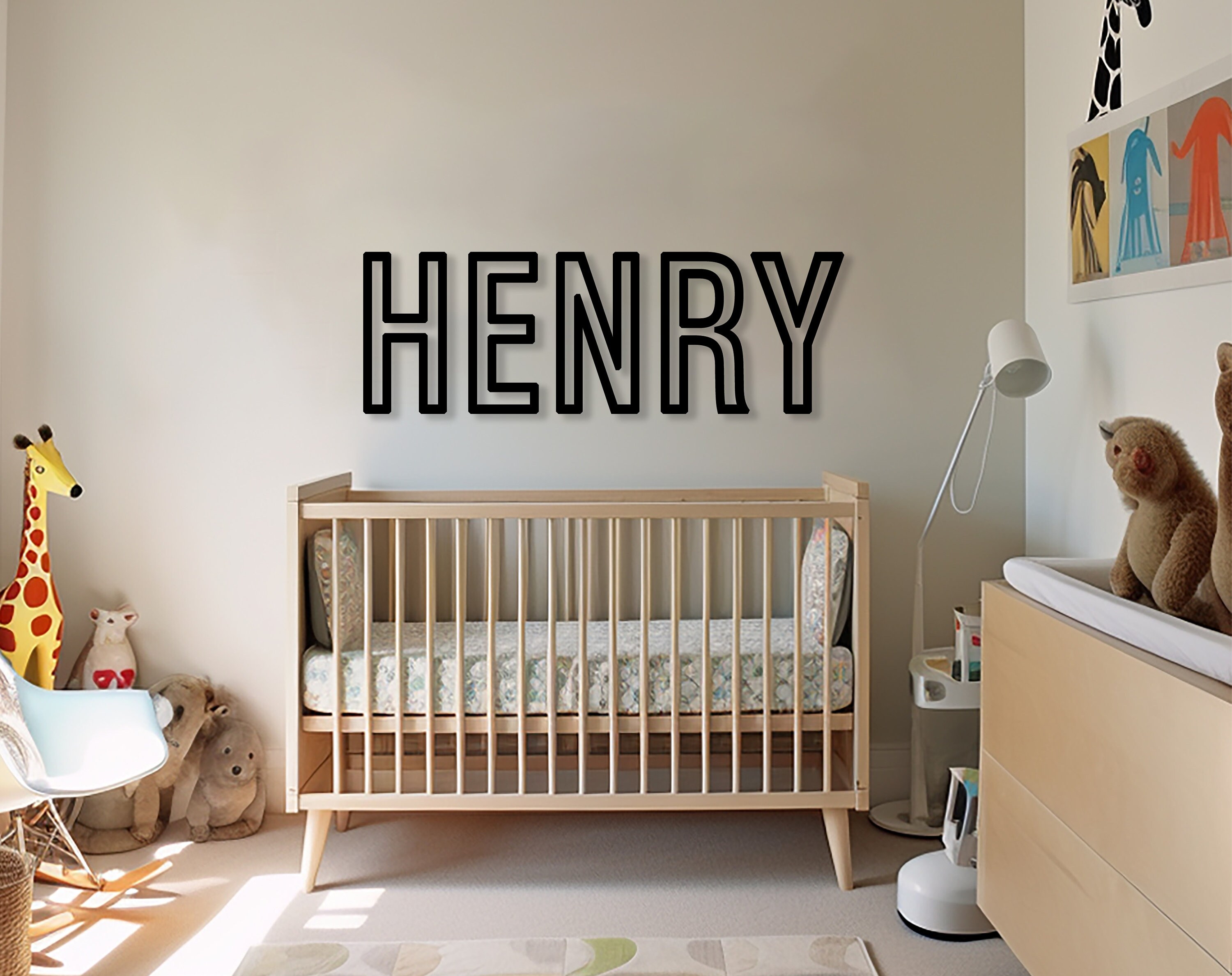 Custom Baby Name Sign – Personalized Wooden Nursery Wall Decor for Boys ...