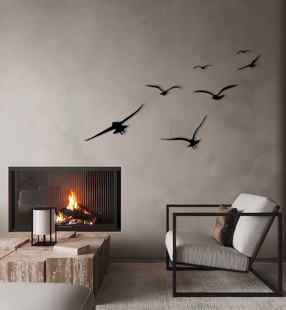 Birds Wall Set Decor, Wood Wall Hangings, Living Room Art, Bird Modern Decor, Pigeon, Freedom Symbol, Minimalist, Unique Housewarming