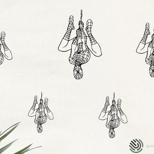 May include: A minimalist line art design featuring five Spider-Man figures hanging upside down. The black and white illustrations are set against a neutral background, with the superhero's iconic webbed suit clearly visible. The design includes the "AL-CAN DESIGN PROJECT" logo.