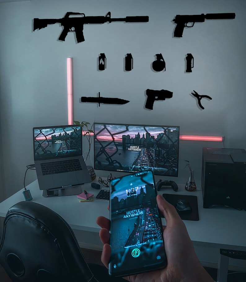 Cs Go All Gun-knife-bombs Set Wall Hangings, Wooden Wall Decor, Counter ...