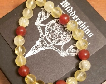 Pulsera elástica de citrino y cornalina