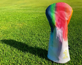 Capas de cabeça de golfe com design de arco-íris