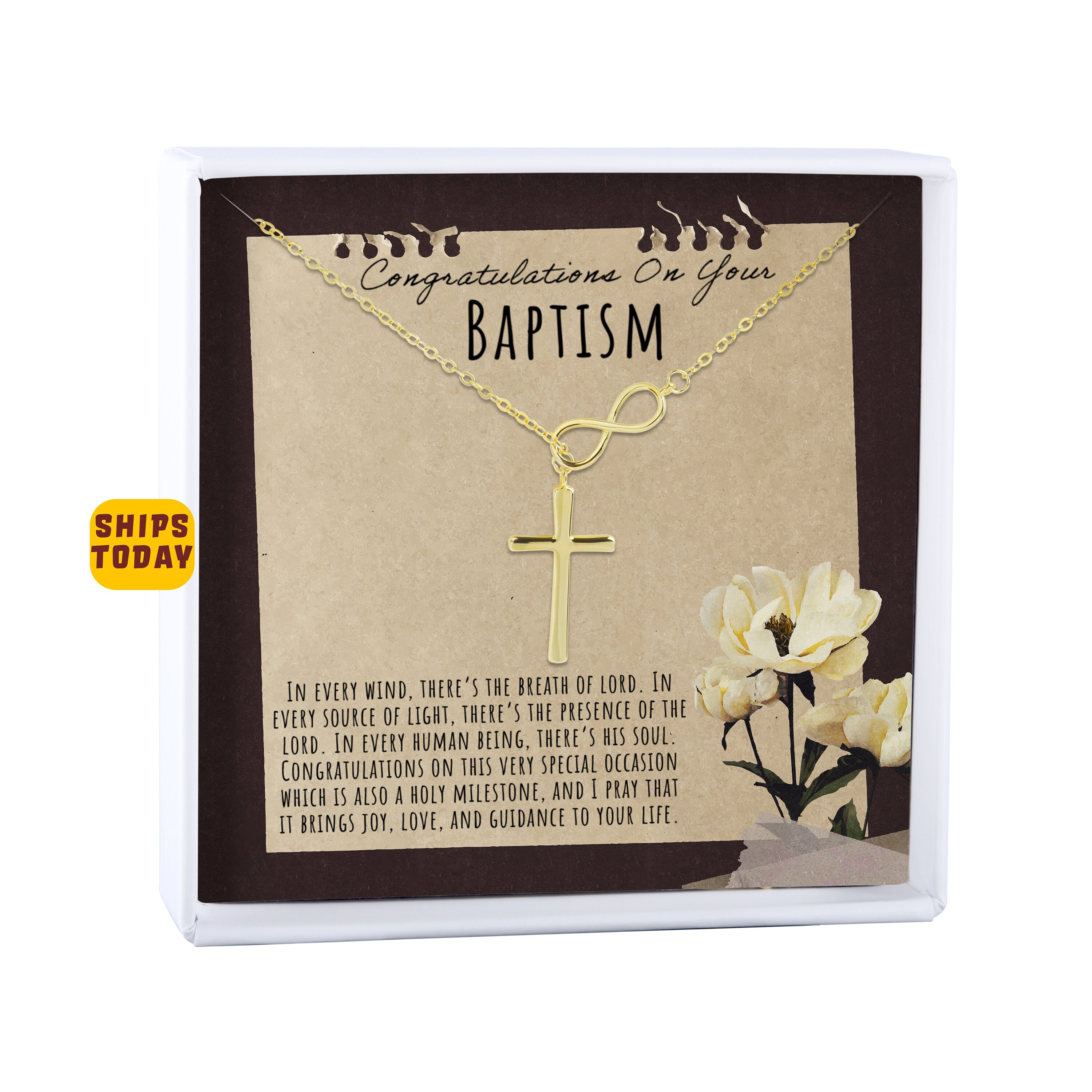 Baptism Cross Necklace Baptism Gift Girl Catholic Etsy UK