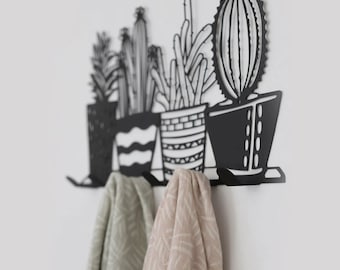 Cactus Wall Decor, Metal Wall Cactus Coat Rack, Metal Wall Decor, Cactus Wall Hook, Metal Towel Rack, Hat Rack, Decorative Wall Hook