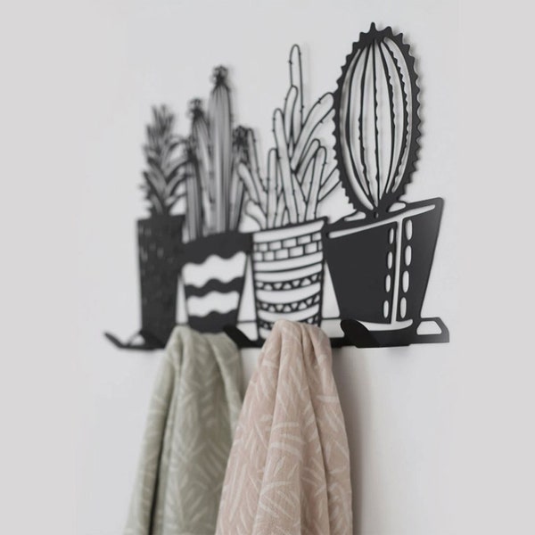 Cactus Wall Decor, Metal Wall Cactus Coat Rack, Metal Wall Decor, Cactus Wall Hook, Metal Towel Rack, Hat Rack, Decorative Wall Hook