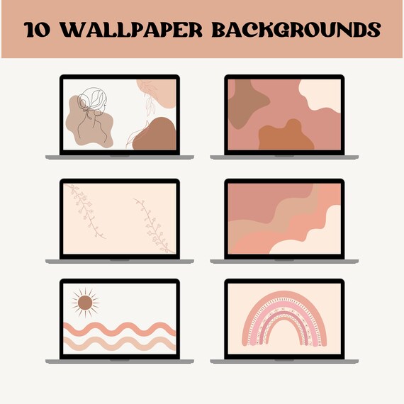 10 Soft Pink Boho Wallpaper Backgrounds Laptop Wallpaper Etsy
