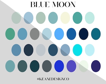 Blue Moon Color Palette, Canva Color Swatches, iPad Illustration and Color Scheme, Procreate Art, Digital Download
